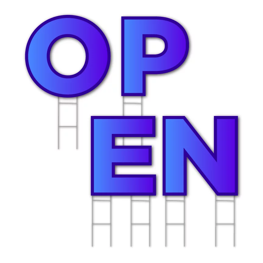 Large white coroplast letters displayed for outdoor signage