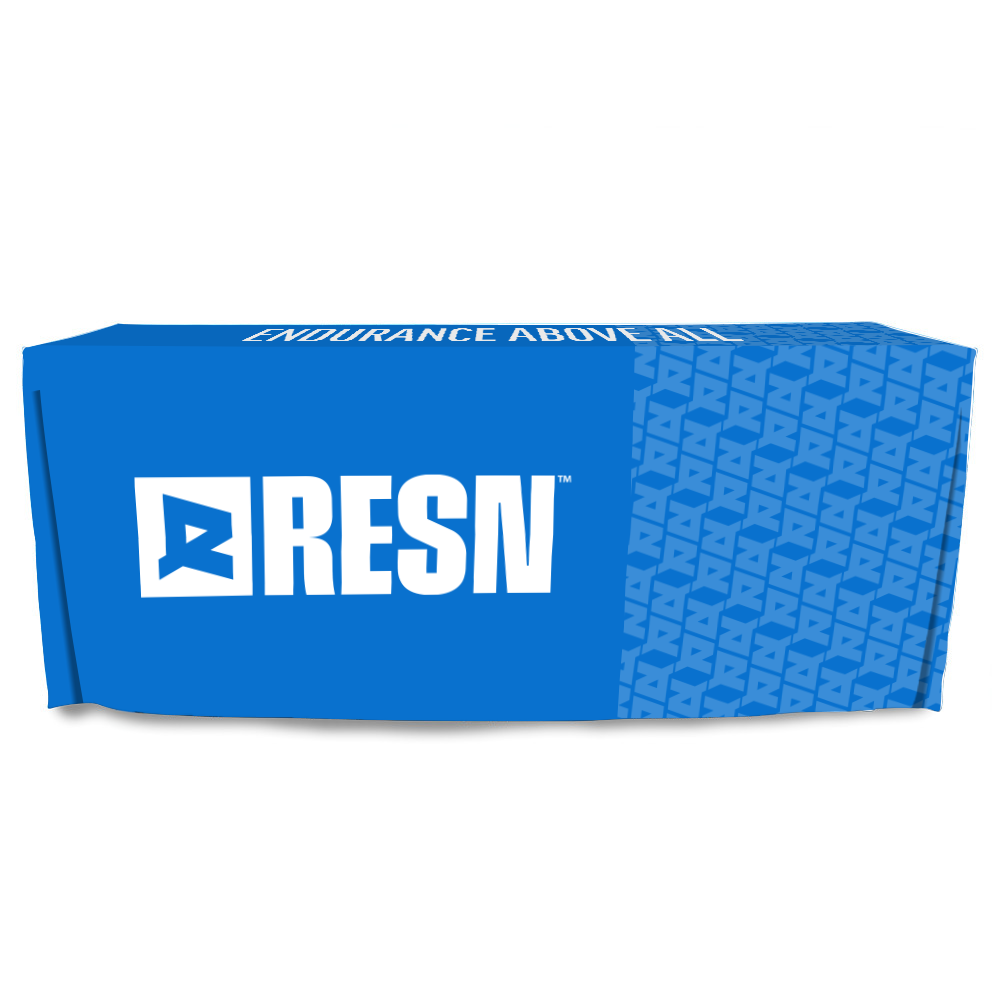 Custom fitted table throw for trade shows, exhibitions, and any type of presentation.