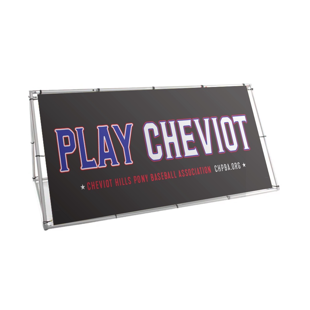 Foundation outdoor banner stand with aluminum frame and bold graphic