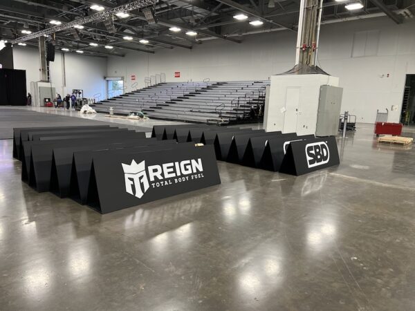 Large Coroplast A-Frame sign at fitness competition