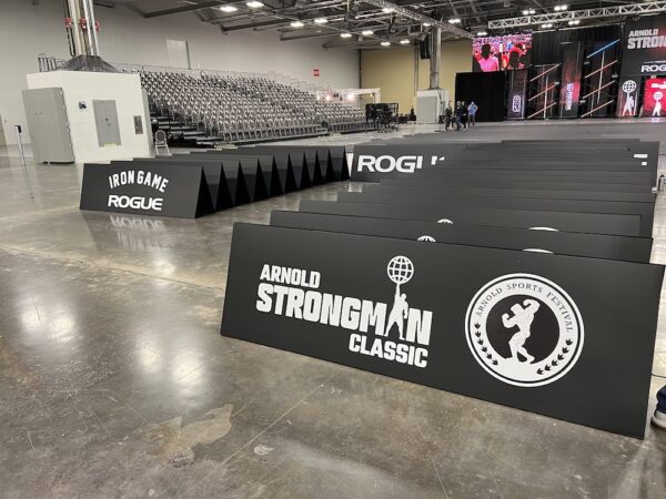 Large Coroplast A-Frame sign at fitness competition