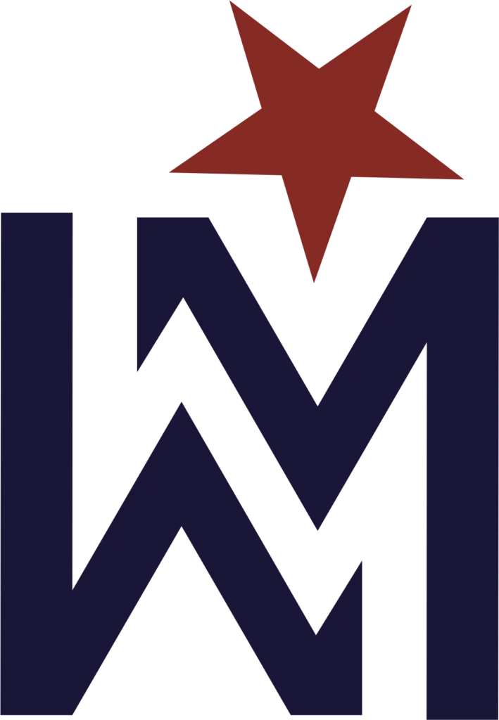 Stylized WM logo with bold red star on top