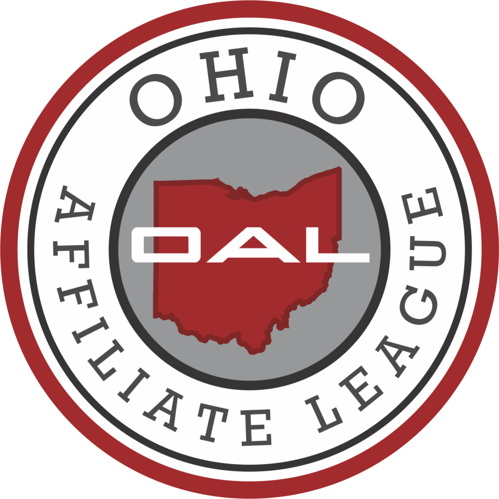 Ohio Affiliate League logo with OAL text inside state silhouette