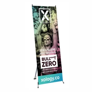 Durable X-stand banner display with UV-printed double-white insert