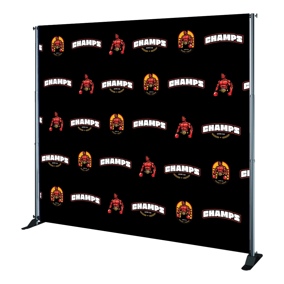 Adjustable Telescoping Banner Stand - 4 Logos Diagonal Pattern