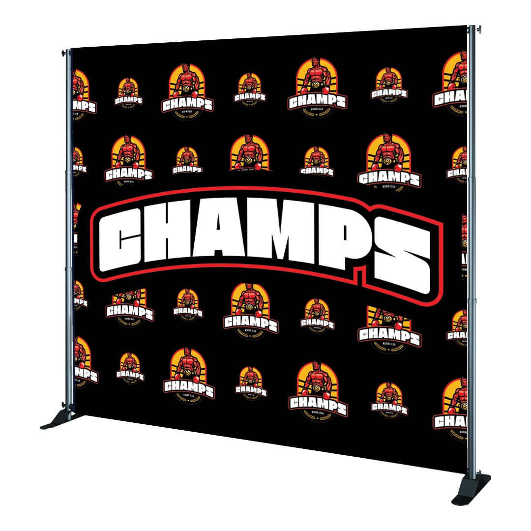 Adjustable Telescoping Banner Stand - Large Logo Centered Pattern