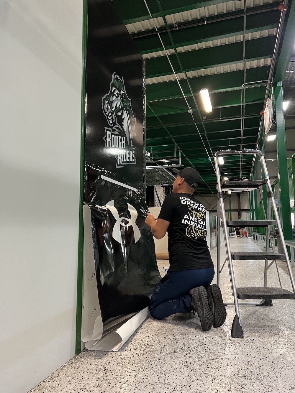 Professional wall graphic installation
