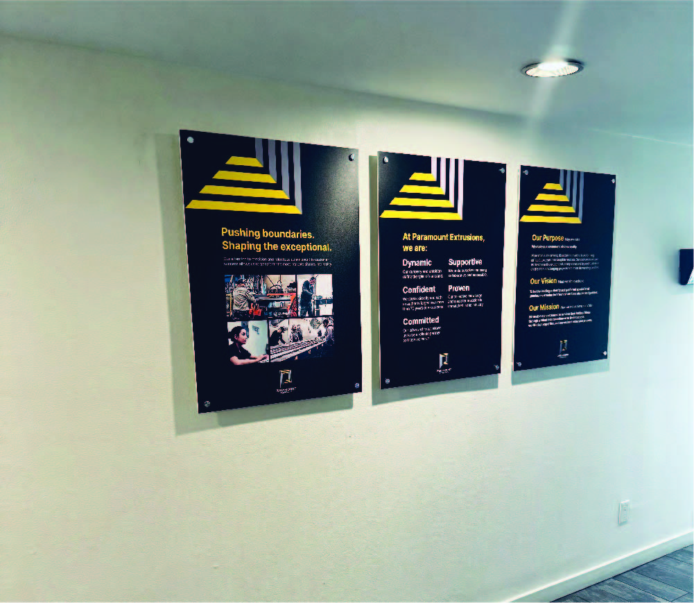 Custom interior signs for wayfinding, branding, and office navigation