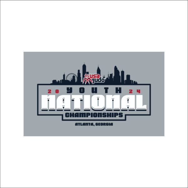 USA Judo Youth Nationals 2024 logo with Atlanta skyline backdrop