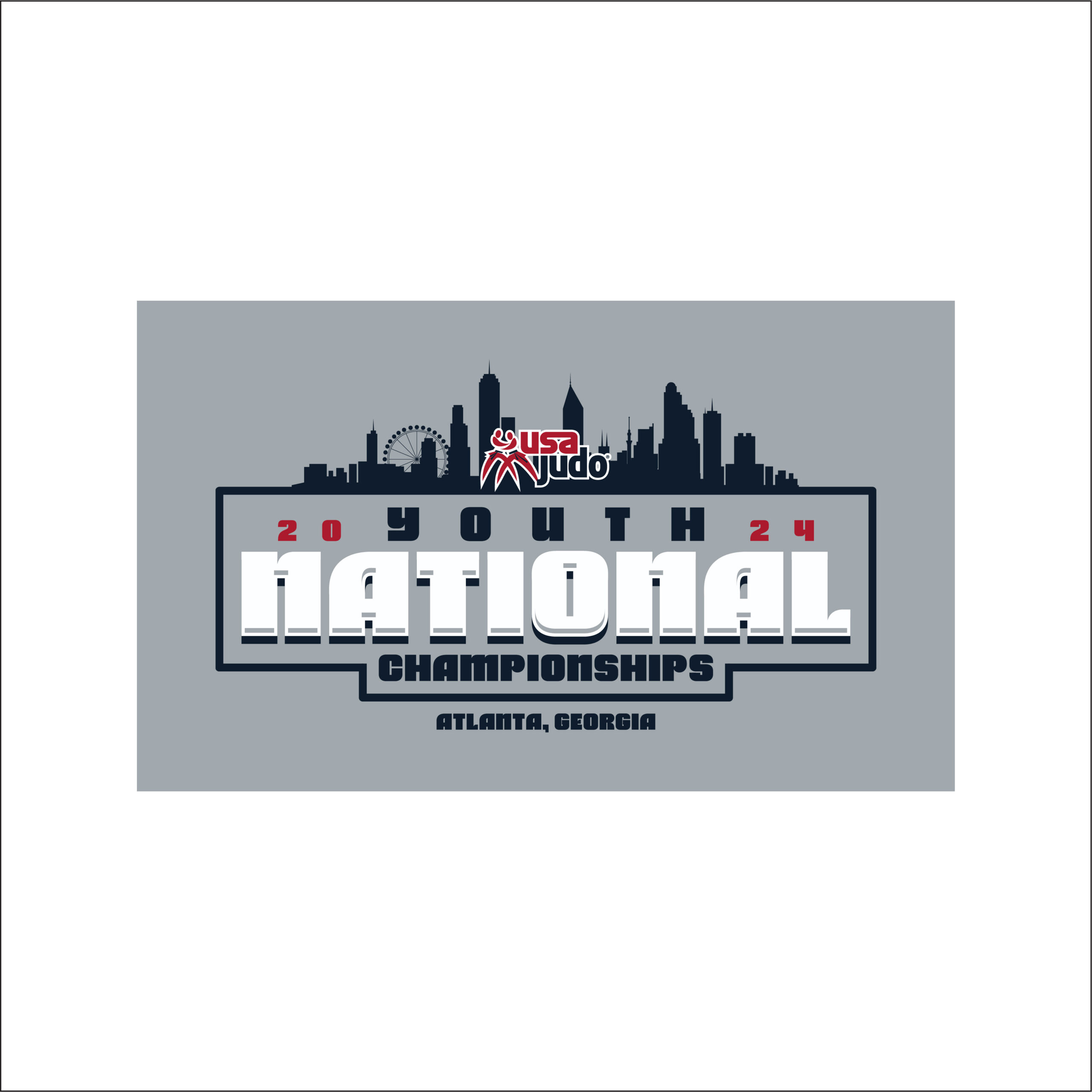 USA Judo Youth Nationals 2024 logo with Atlanta skyline backdrop