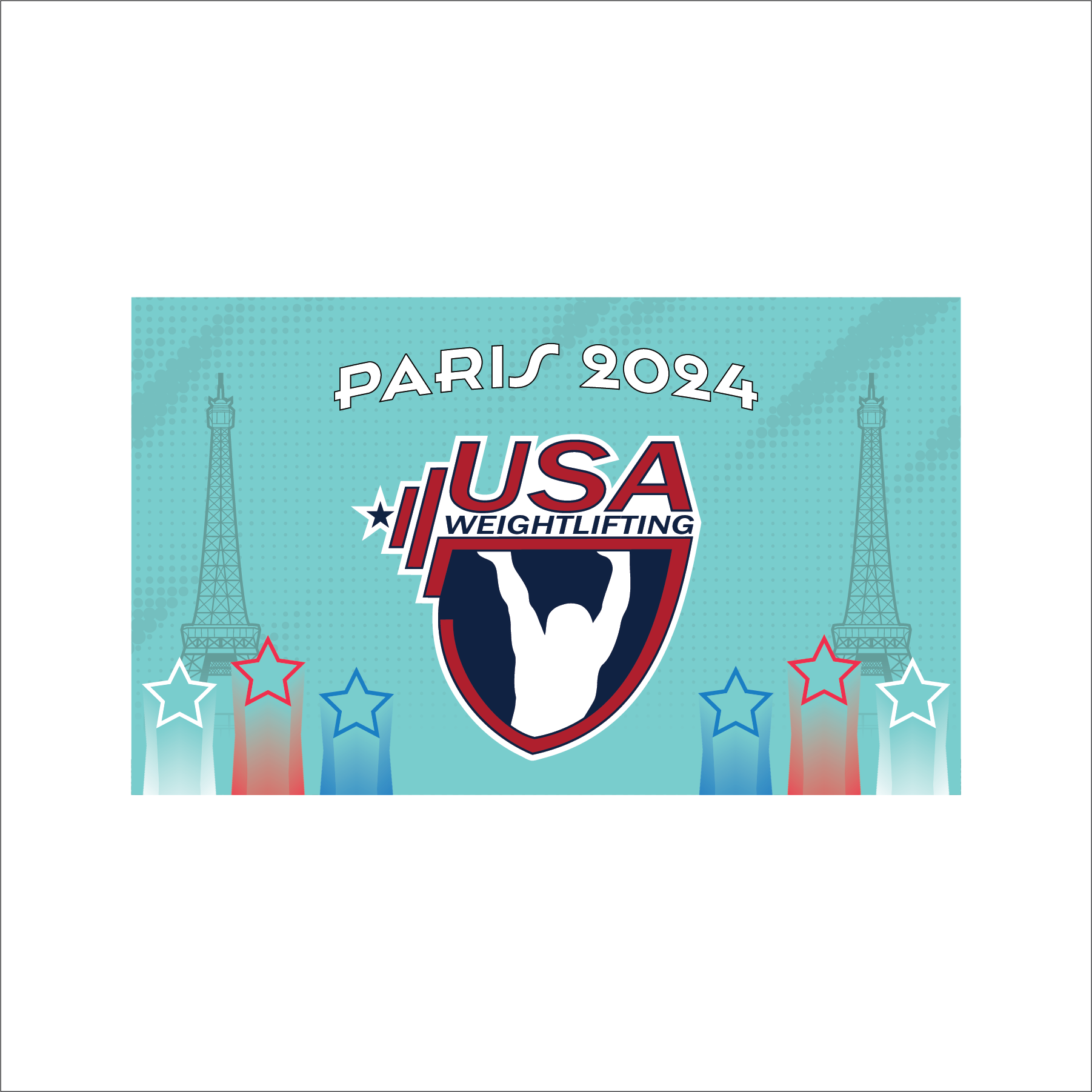 Horizontal USAW Paris banner for gym events and Olympic celebration