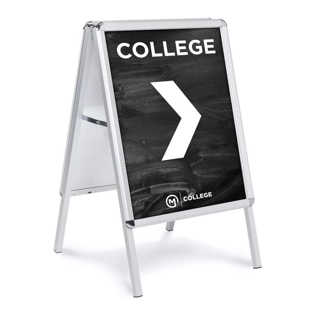 Aluminum snap frame A-frame sign holder for indoor and outdoor use