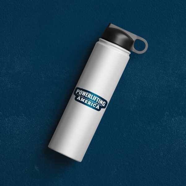 Powerlifting America Sticker on water bottle