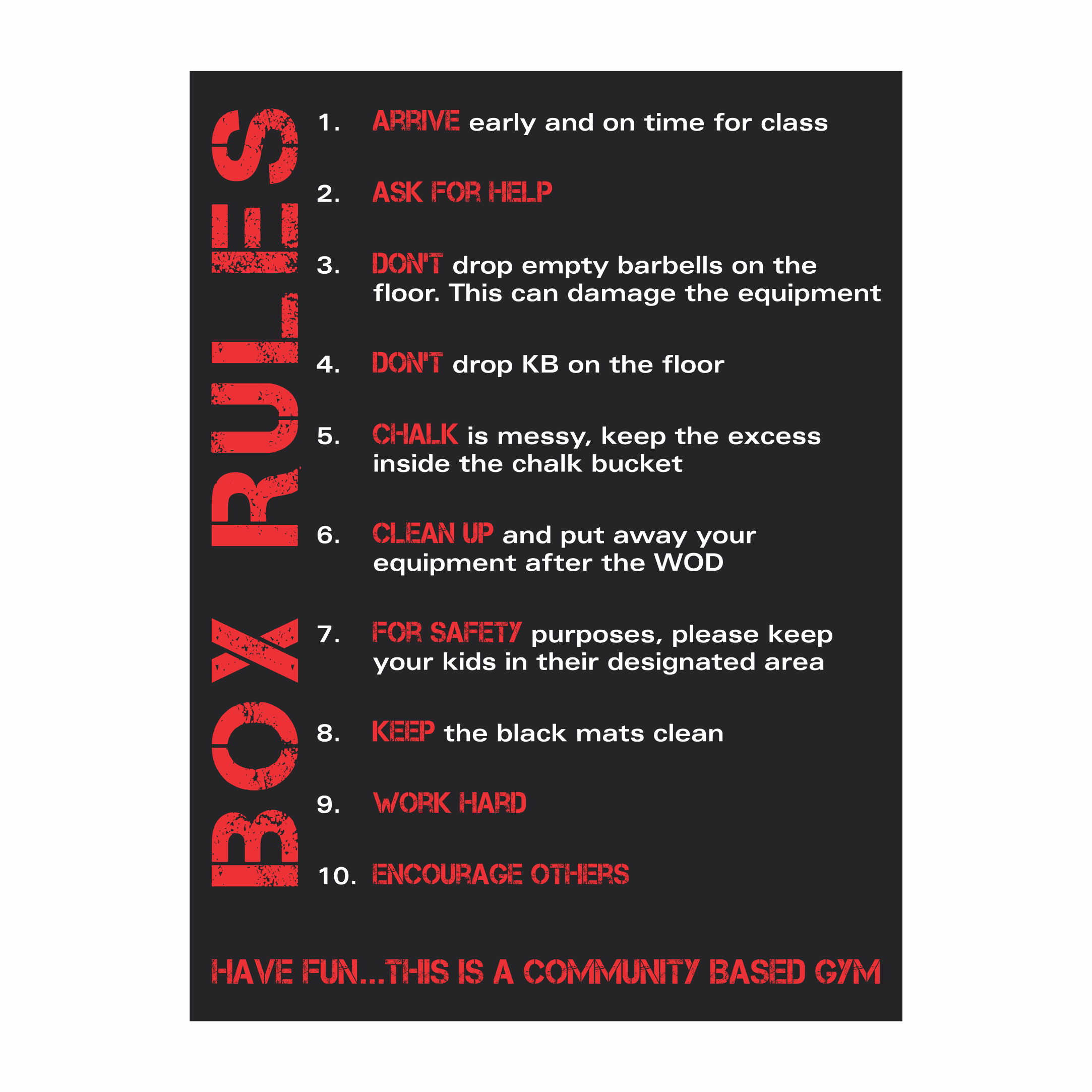Box Rules Sign - Style A