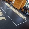Floor grid decals for gyms, durable vinyl for safety, spacing, and heavy equipment use.