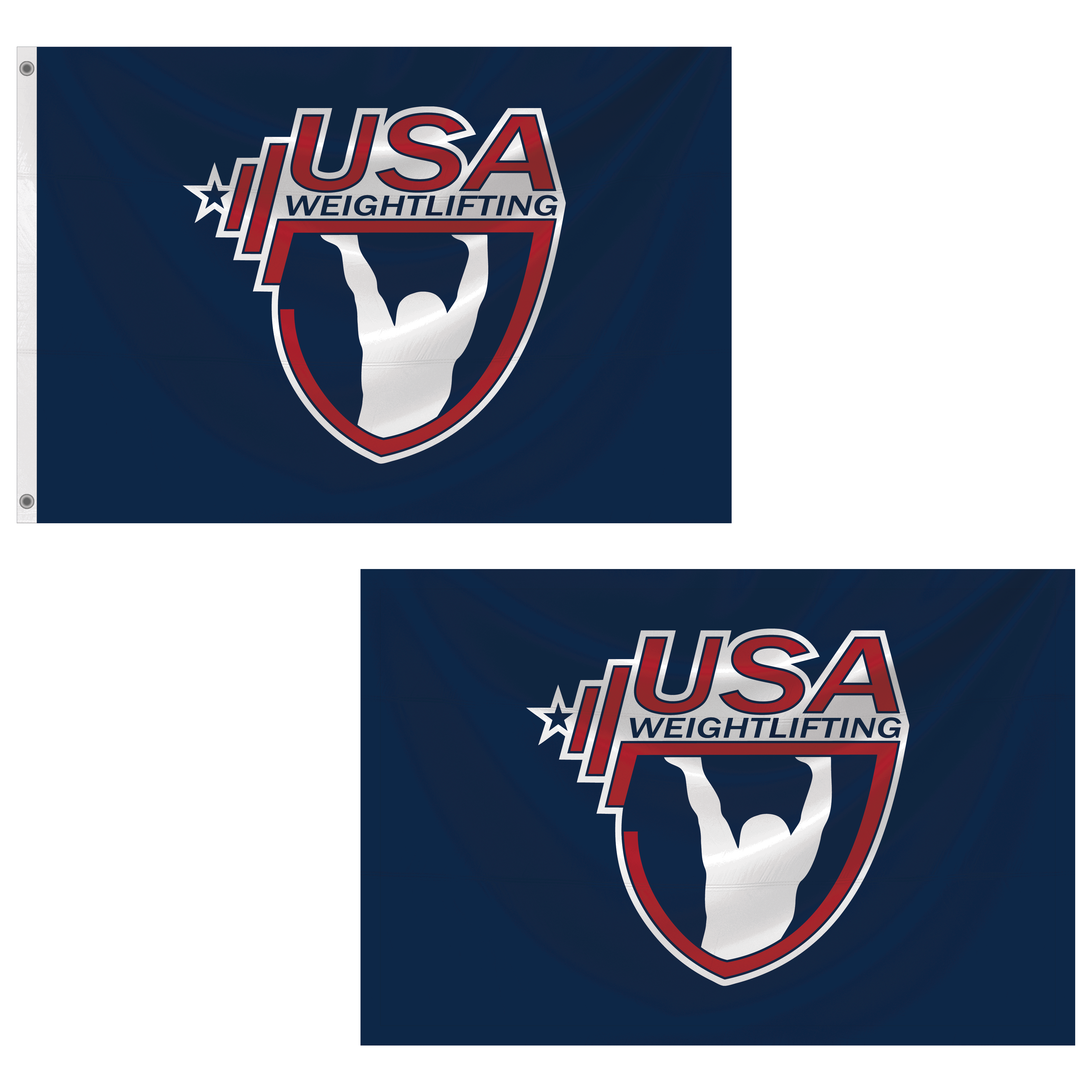 USAW custom flag with dye sublimation on polyester, scratch-resistant and washable.