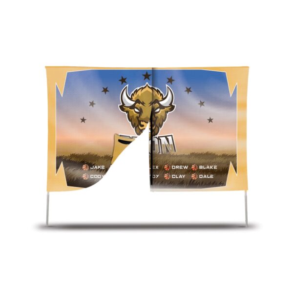 A breakaway banner with bold graphics, designed to tear easily for dramatic entrances or celebrations.