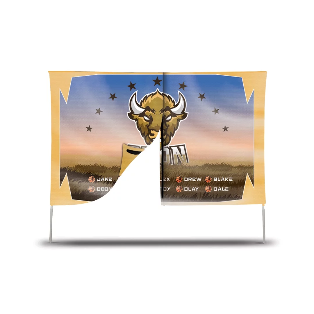 A breakaway banner with bold graphics, designed to tear easily for dramatic entrances or celebrations.