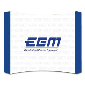 Curved exhibition backdrop with durable aluminum frame