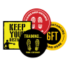 Social distancing floor graphic markers for safe customer spacing