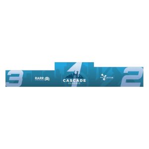 Durable podium decals showcasing sponsors and competition names