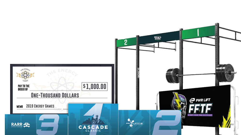 Custom competition signage with bold graphics for event branding